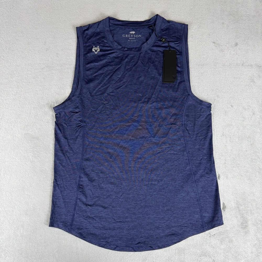 Greyson Guide Sport Sleeveless Tee Tank Mens Small Maltese Blue Stretch New NWT